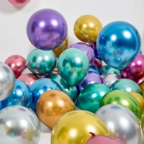 10-palcové kovové chrómové latexové balóny