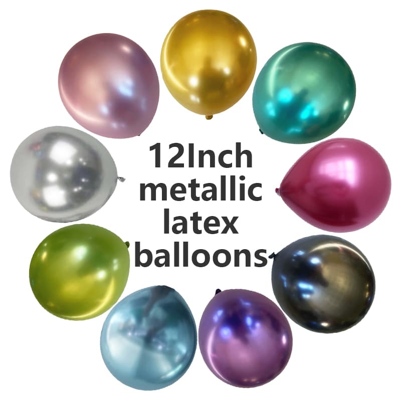 12-palcové kovové chrómové latexové balóny