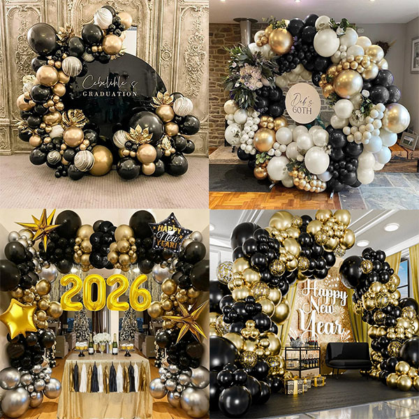 Black Gold Balón Girland Set