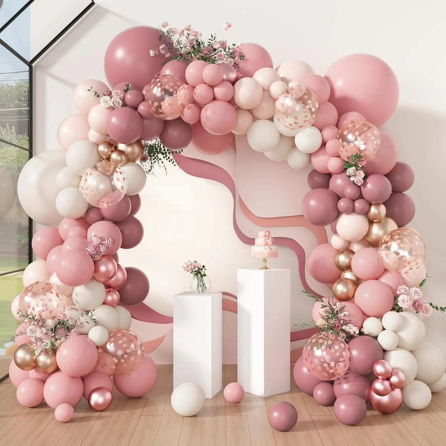 Súpravy oblúkových oblúkov Dusty Rose Balloon Garland